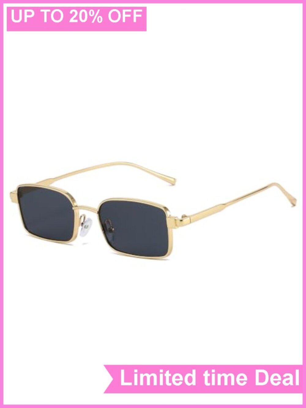 Retro Small Gold Rectangle Sunglasses UV400 Metal Frame